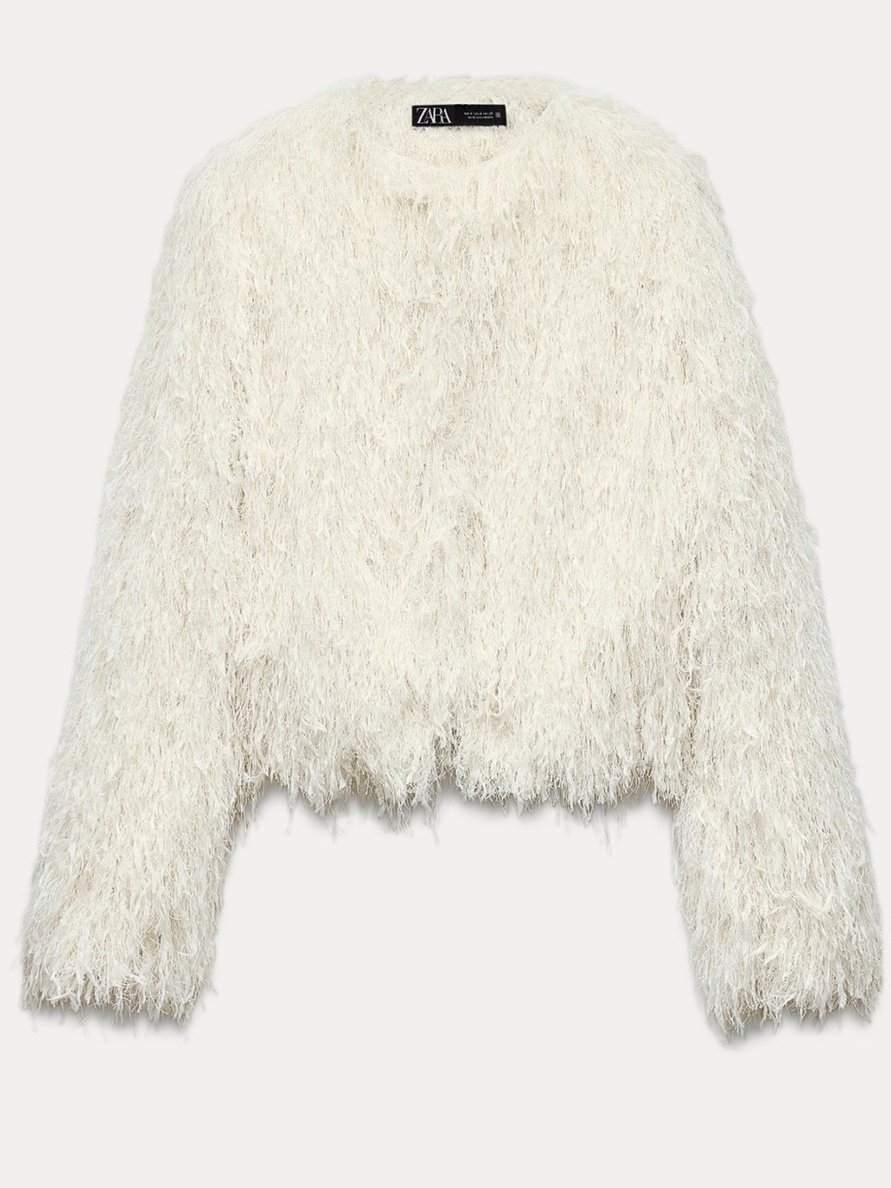 ZARA Fringed Jacket With Metallic Thread